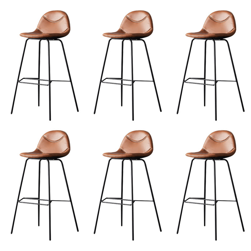 Modern Style Bar-stool Bucket Seat Counter Bar Stool with Metal Legs for Home Brown 6 Piece Set Counter Stool(26"H) Clearhalo 'Bar Furniture' 'Bar Stools' 'bar_stools' 'furn' 'furn_bar_stools' 'Furniture' 'Kitchen & Dining Furniture' 6222474