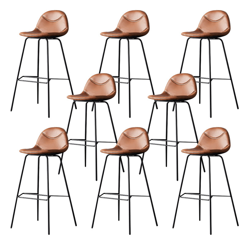 Modern Style Bar-stool Bucket Seat Counter Bar Stool with Metal Legs for Home Brown 8 Piece Set Bar Stool(30"H) Clearhalo 'Bar Furniture' 'Bar Stools' 'bar_stools' 'furn' 'furn_bar_stools' 'Furniture' 'Kitchen & Dining Furniture' 6222479