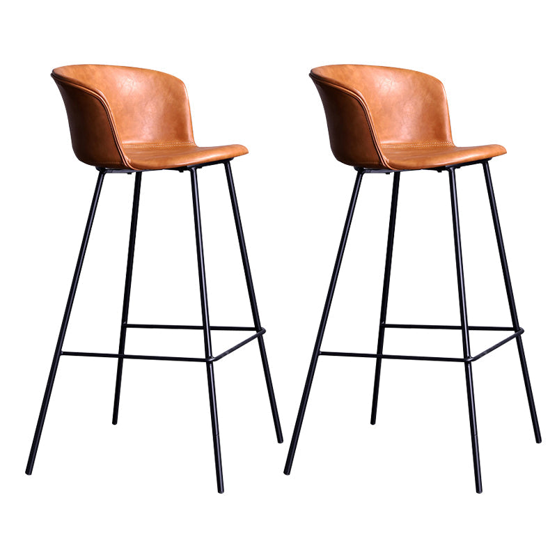 Modern Bar-stool Bucket Seat Counter Bar Stool with Metal Legs for Home Use Brown 2 Piece Set Counter Stool(26"H) Clearhalo 'Bar Furniture' 'Bar Stools' 'bar_stools' 'furn' 'furn_bar_stools' 'Furniture' 'Kitchen & Dining Furniture' 6222483