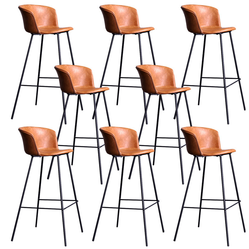 Modern Bar-stool Bucket Seat Counter Bar Stool with Metal Legs for Home Use Brown 8 Piece Set Counter Stool(26"H) Clearhalo 'Bar Furniture' 'Bar Stools' 'bar_stools' 'furn' 'furn_bar_stools' 'Furniture' 'Kitchen & Dining Furniture' 6222489
