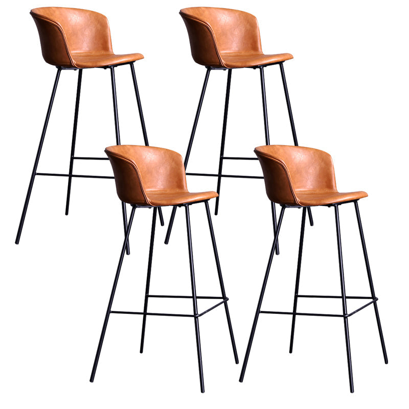 Modern Bar-stool Bucket Seat Counter Bar Stool with Metal Legs for Home Use Brown 4 Piece Set Bar Stool(30"H) Clearhalo 'Bar Furniture' 'Bar Stools' 'bar_stools' 'furn' 'furn_bar_stools' 'Furniture' 'Kitchen & Dining Furniture' 6222493