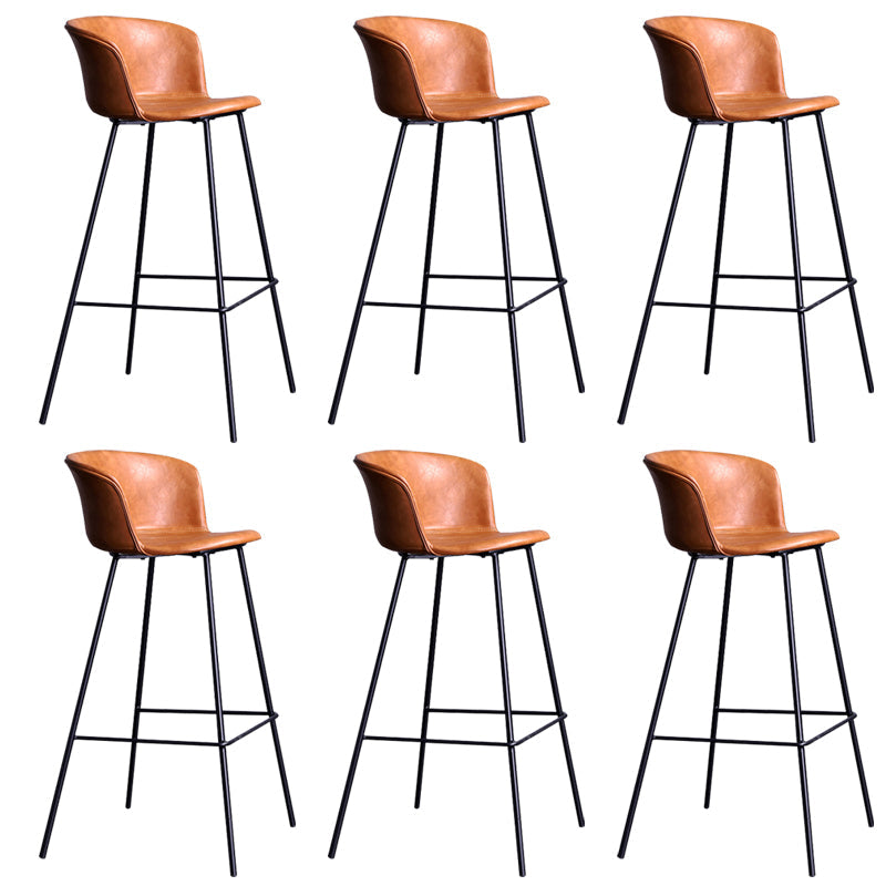 Modern Bar-stool Bucket Seat Counter Bar Stool with Metal Legs for Home Use Brown 6 Piece Set Bar Stool(30"H) Clearhalo 'Bar Furniture' 'Bar Stools' 'bar_stools' 'furn' 'furn_bar_stools' 'Furniture' 'Kitchen & Dining Furniture' 6222495