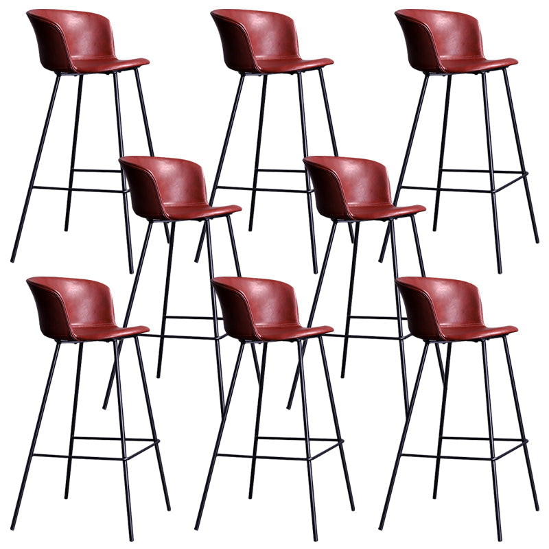 Modern Bar-stool Bucket Seat Counter Bar Stool with Metal Legs for Home Use Burgundy 8 Piece Set Counter Stool(26"H) Clearhalo 'Bar Furniture' 'Bar Stools' 'bar_stools' 'furn' 'furn_bar_stools' 'Furniture' 'Kitchen & Dining Furniture' 6222503