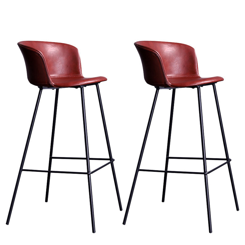 Modern Bar-stool Bucket Seat Counter Bar Stool with Metal Legs for Home Use Burgundy 2 Piece Set Bar Stool(30"H) Clearhalo 'Bar Furniture' 'Bar Stools' 'bar_stools' 'furn' 'furn_bar_stools' 'Furniture' 'Kitchen & Dining Furniture' 6222504