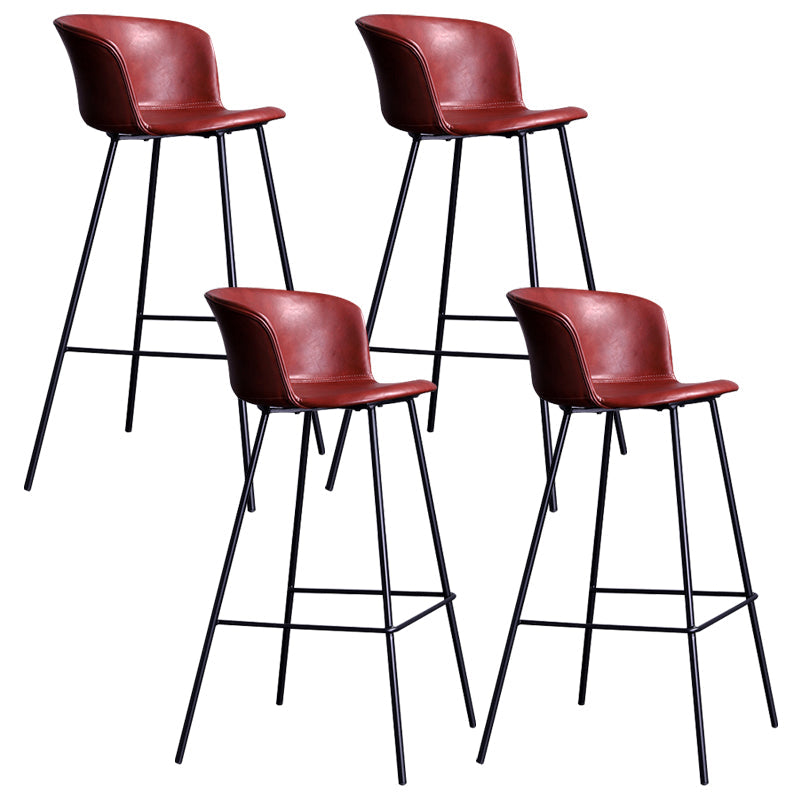 Modern Bar-stool Bucket Seat Counter Bar Stool with Metal Legs for Home Use Burgundy 4 Piece Set Bar Stool(30"H) Clearhalo 'Bar Furniture' 'Bar Stools' 'bar_stools' 'furn' 'furn_bar_stools' 'Furniture' 'Kitchen & Dining Furniture' 6222505
