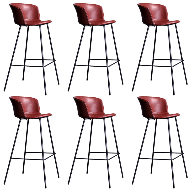 Modern Bar-stool Bucket Seat Counter Bar Stool with Metal Legs for Home Use Burgundy 6 Piece Set Bar Stool(30"H) Clearhalo 'Bar Furniture' 'Bar Stools' 'bar_stools' 'furn' 'furn_bar_stools' 'Furniture' 'Kitchen & Dining Furniture' 6222506