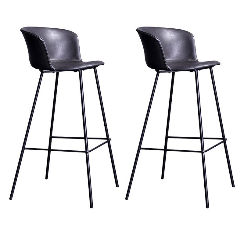 Modern Bar-stool Bucket Seat Counter Bar Stool with Metal Legs for Home Use Black-Gray 2 Piece Set Counter Stool(26"H) Clearhalo 'Bar Furniture' 'Bar Stools' 'bar_stools' 'furn' 'furn_bar_stools' 'Furniture' 'Kitchen & Dining Furniture' 6222508