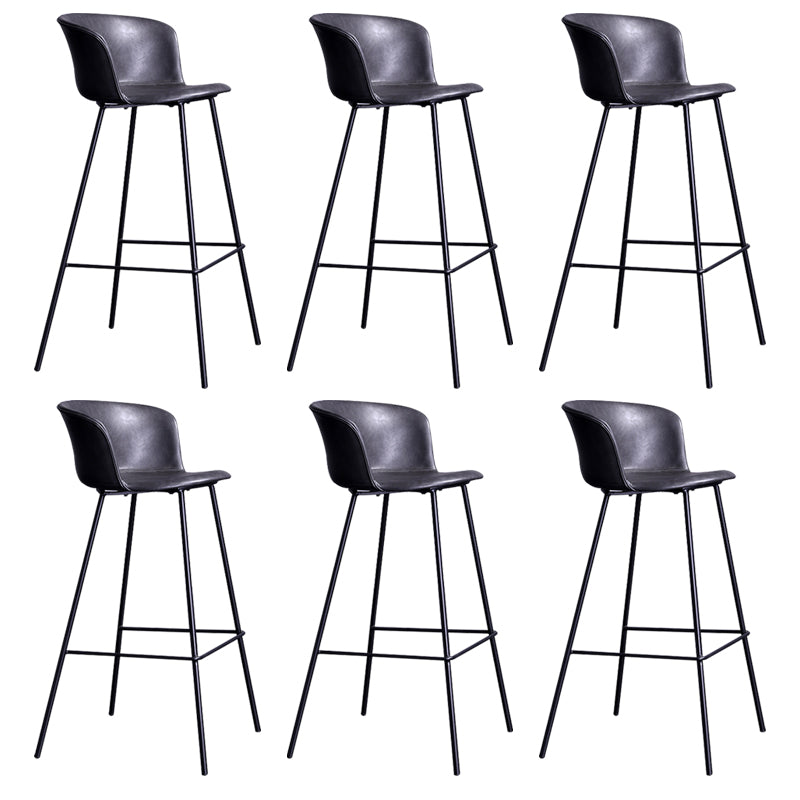Modern Bar-stool Bucket Seat Counter Bar Stool with Metal Legs for Home Use Black-Gray 6 Piece Set Counter Stool(26"H) Clearhalo 'Bar Furniture' 'Bar Stools' 'bar_stools' 'furn' 'furn_bar_stools' 'Furniture' 'Kitchen & Dining Furniture' 6222510