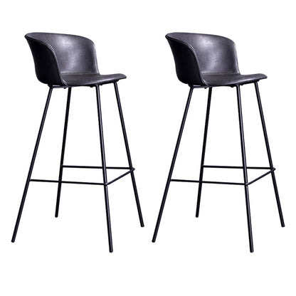 Modern Bar-stool Bucket Seat Counter Bar Stool with Metal Legs for Home Use Black-Gray 2 Piece Set Bar Stool(30"H) Clearhalo 'Bar Furniture' 'Bar Stools' 'bar_stools' 'furn' 'furn_bar_stools' 'Furniture' 'Kitchen & Dining Furniture' 6222512