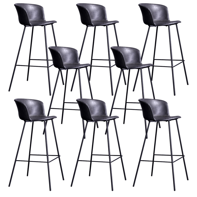 Modern Bar-stool Bucket Seat Counter Bar Stool with Metal Legs for Home Use Black-Gray 8 Piece Set Bar Stool(30"H) Clearhalo 'Bar Furniture' 'Bar Stools' 'bar_stools' 'furn' 'furn_bar_stools' 'Furniture' 'Kitchen & Dining Furniture' 6222515