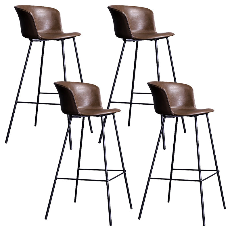 Modern Bar-stool Bucket Seat Counter Bar Stool with Metal Legs for Home Use Dark Khaki 4 Piece Set Counter Stool(26"H) Clearhalo 'Bar Furniture' 'Bar Stools' 'bar_stools' 'furn' 'furn_bar_stools' 'Furniture' 'Kitchen & Dining Furniture' 6222517