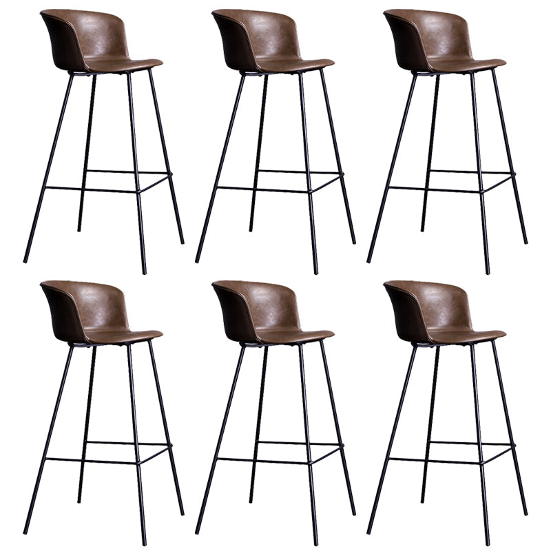Modern Bar-stool Bucket Seat Counter Bar Stool with Metal Legs for Home Use Dark Khaki 6 Piece Set Counter Stool(26"H) Clearhalo 'Bar Furniture' 'Bar Stools' 'bar_stools' 'furn' 'furn_bar_stools' 'Furniture' 'Kitchen & Dining Furniture' 6222518
