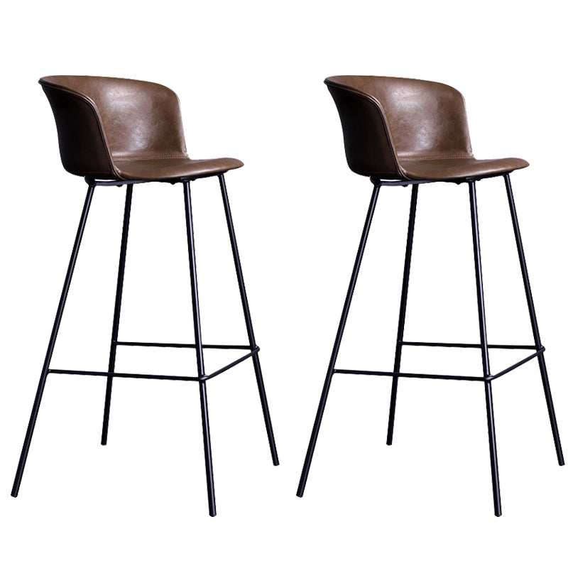 Modern Bar-stool Bucket Seat Counter Bar Stool with Metal Legs for Home Use Dark Khaki 2 Piece Set Bar Stool(30"H) Clearhalo 'Bar Furniture' 'Bar Stools' 'bar_stools' 'furn' 'furn_bar_stools' 'Furniture' 'Kitchen & Dining Furniture' 6222520
