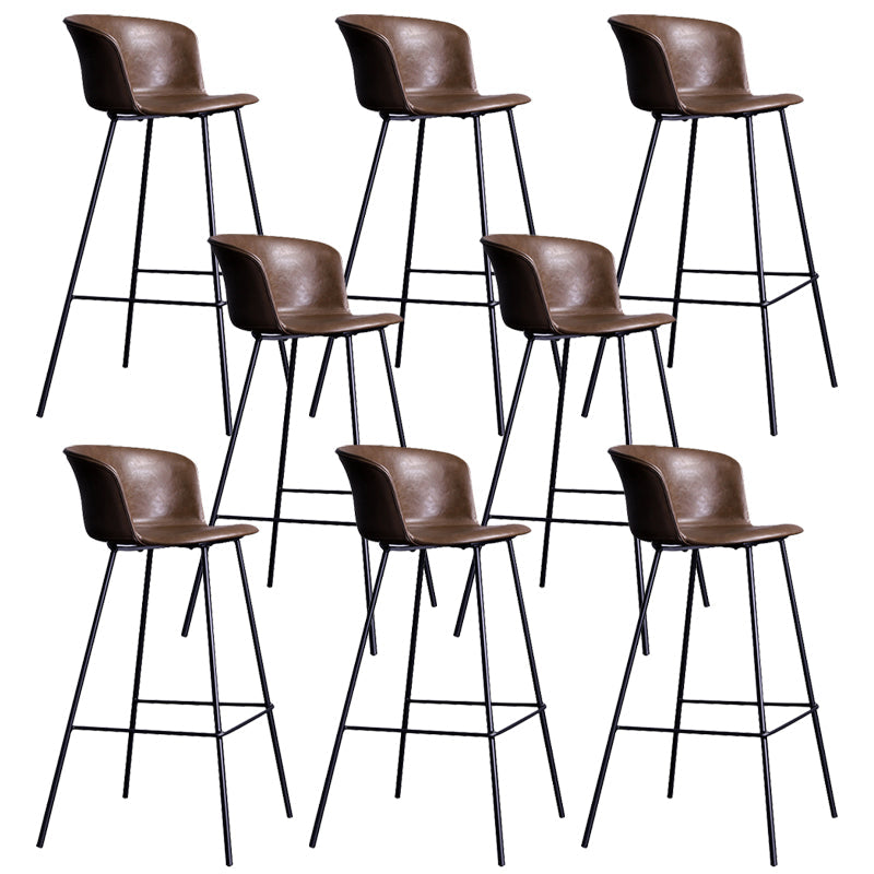 Modern Bar-stool Bucket Seat Counter Bar Stool with Metal Legs for Home Use Dark Khaki 8 Piece Set Bar Stool(30"H) Clearhalo 'Bar Furniture' 'Bar Stools' 'bar_stools' 'furn' 'furn_bar_stools' 'Furniture' 'Kitchen & Dining Furniture' 6222523