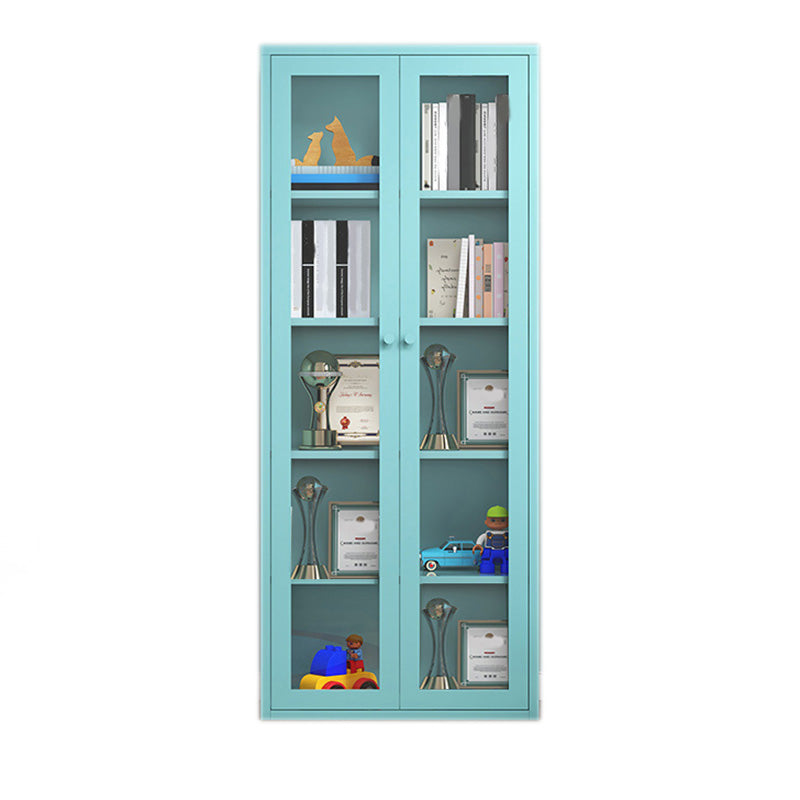 Modern Display Stand Steel Display Cabinet with Adjustable Interior Shelves Blue Clearhalo 'Display & China Cabinets' 'display_china_cabinets' 'furn' 'furn_display_china_cabinets' 'Furniture' 'Kitchen & Dining Furniture' 6222536