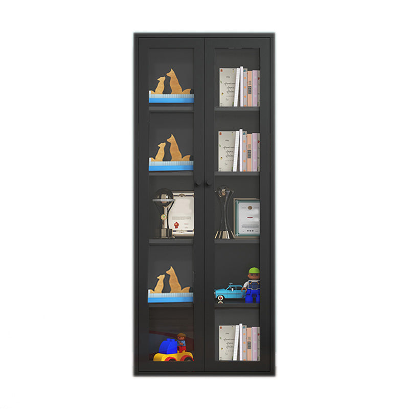 Modern Display Stand Steel Display Cabinet with Adjustable Interior Shelves Black Clearhalo 'Display & China Cabinets' 'display_china_cabinets' 'furn' 'furn_display_china_cabinets' 'Furniture' 'Kitchen & Dining Furniture' 6222538