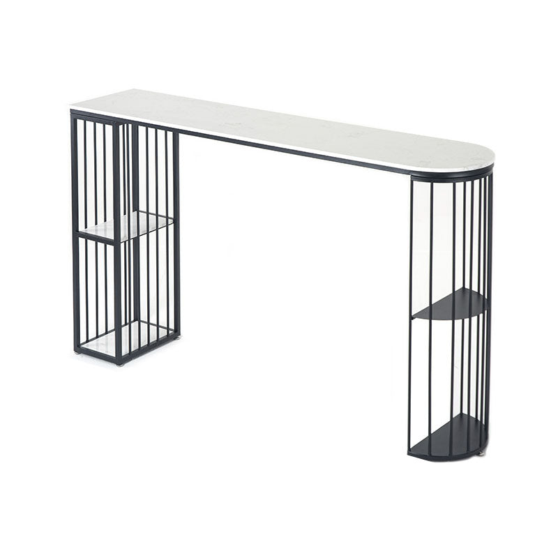 Glam Table and Stool Set Oval 1/2/3 Pieces Bar Pub Table Set Black 71"L x 16"W Clearhalo 'Bar Furniture' 'furn' 'furn_home_bar_bar_sets' 'Furniture' 'Home Bars & Bar Sets' 'home_bar_bar_sets' 'Kitchen & Dining Furniture' 6222606
