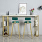 Glam Table and Stool Set Oval 1/2/3 Pieces Bar Pub Table Set 3 Pieces: Gold Table, 2 Green Stools Clearhalo 'Bar Furniture' 'furn' 'furn_home_bar_bar_sets' 'Furniture' 'Home Bars & Bar Sets' 'home_bar_bar_sets' 'Kitchen & Dining Furniture' 6222609
