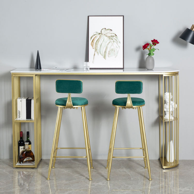 Glam Table and Stool Set Oval 1/2/3 Pieces Bar Pub Table Set 3 Pieces: Gold Table, 2 Green Stools Clearhalo 'Bar Furniture' 'furn' 'furn_home_bar_bar_sets' 'Furniture' 'Home Bars & Bar Sets' 'home_bar_bar_sets' 'Kitchen & Dining Furniture' 6222609