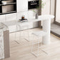 Modern Stone Bar Table Set 1/3/5 Pieces Counter Table with Backless Stools 3 Pieces: White Table, 2 White Stools Clearhalo 'Bar Furniture' 'furn' 'furn_home_bar_bar_sets' 'Furniture' 'Home Bars & Bar Sets' 'home_bar_bar_sets' 'Kitchen & Dining Furniture' 6222678