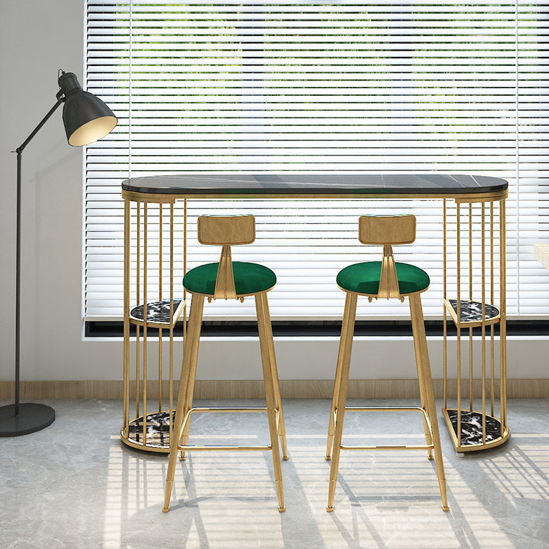 Set da pub fisso stile glam Set da tavolo da bancone ovale in pietra da 1/3 pezzi