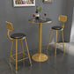 Metal Contemporary Pub Table Set 1/2/3/4 Pieces Bar Set with Upholstered Stools