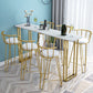 Glam Style Bar Table Set 1/4/7 Pieces Stone Rectangle Counter Table Set for Dining Room 7 Pieces: 1 Whit Gold Table, 6 White Stools Clearhalo 'Bar Furniture' 'furn' 'furn_home_bar_bar_sets' 'Furniture' 'Home Bars & Bar Sets' 'home_bar_bar_sets' 'Kitchen & Dining Furniture' 6222924