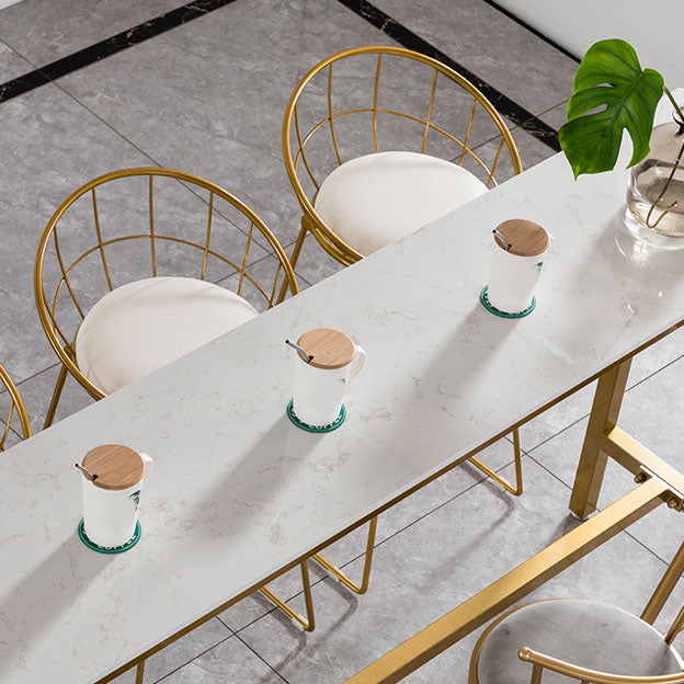 Glam Rectangle Bar Table Set 1/4/7 Pieces Faux Marble Fixed Counter Table Set Clearhalo 'Bar Furniture' 'furn' 'furn_home_bar_bar_sets' 'Furniture' 'Home Bars & Bar Sets' 'home_bar_bar_sets' 'Kitchen & Dining Furniture' 6222984