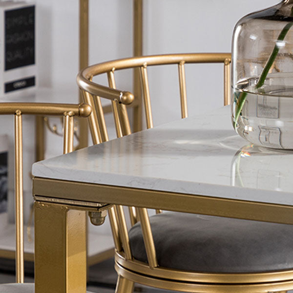 Glam Rectangle Bar Table Set 1/4/7 Pieces Faux Marble Fixed Counter Table Set Clearhalo 'Bar Furniture' 'furn' 'furn_home_bar_bar_sets' 'Furniture' 'Home Bars & Bar Sets' 'home_bar_bar_sets' 'Kitchen & Dining Furniture' 6222986