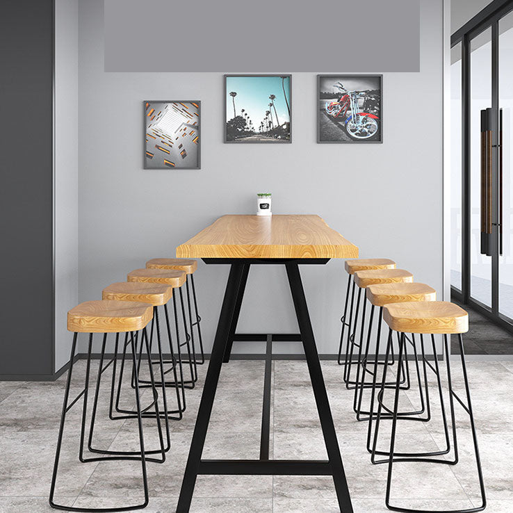 Industrial Style Bar Table Set 1/2/9 Pieces Rectangle Solid Wood Counter Set Clearhalo 'Bar Furniture' 'furn' 'furn_home_bar_bar_sets' 'Furniture' 'Home Bars & Bar Sets' 'home_bar_bar_sets' 'Kitchen & Dining Furniture' 6223027