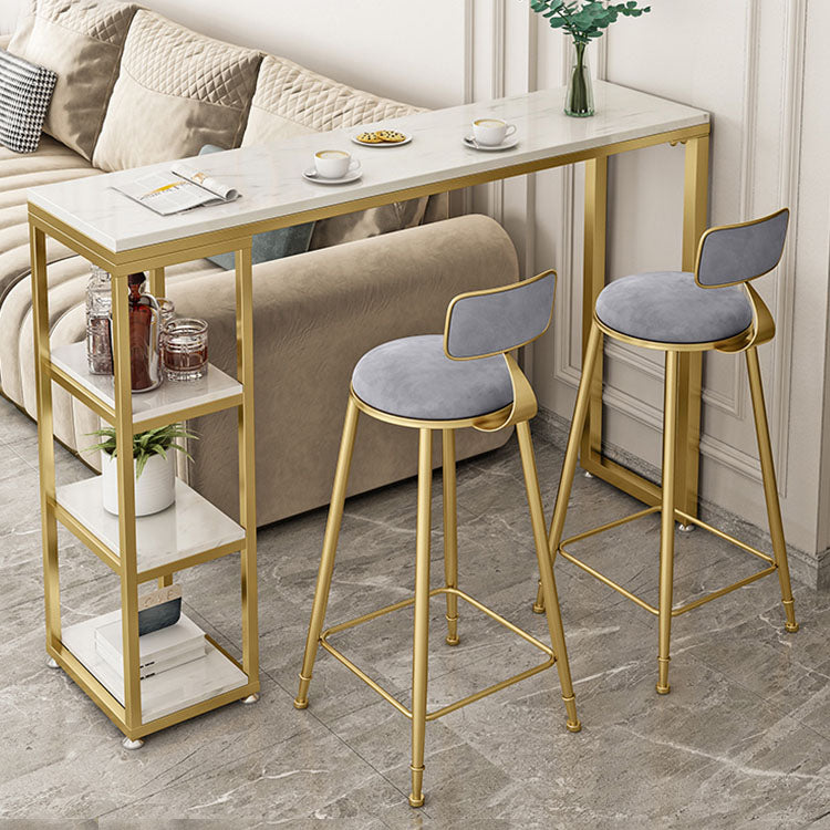 Glam Bar Stool and Table Set 1/2/3 Pieces Pub Table Set for Dining Room 3 Pieces: Table, 2 Gray Stools Clearhalo 'Bar Furniture' 'furn' 'furn_home_bar_bar_sets' 'Furniture' 'Home Bars & Bar Sets' 'home_bar_bar_sets' 'Kitchen & Dining Furniture' 6223096