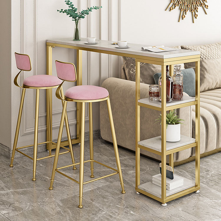 Glam Bar Stool and Table Set 1/2/3 Pieces Pub Table Set for Dining Room 3 Pieces: Table, 2 Pink Stools Clearhalo 'Bar Furniture' 'furn' 'furn_home_bar_bar_sets' 'Furniture' 'Home Bars & Bar Sets' 'home_bar_bar_sets' 'Kitchen & Dining Furniture' 6223100