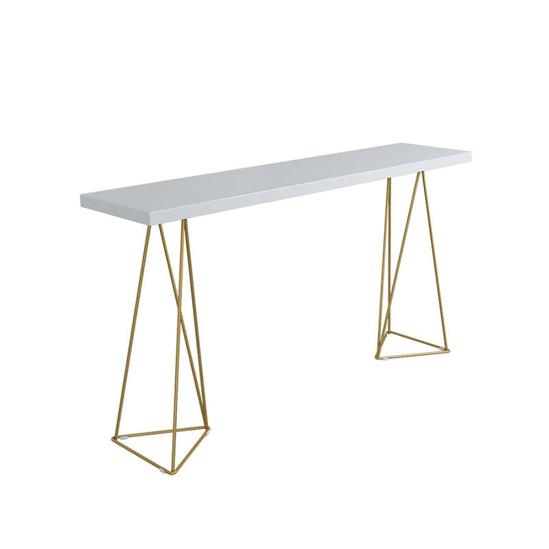 Solid Wood Bar Stool and Table Rectangular 1/3 Pieces Pub Table Set White Gold 86.6"L x 15.7"W Clearhalo 'Bar Furniture' 'furn' 'furn_home_bar_bar_sets' 'Furniture' 'Home Bars & Bar Sets' 'home_bar_bar_sets' 'Kitchen & Dining Furniture' 6223168