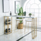 Mesa de bar fija estilo Glam, juego de mostrador rectangular de madera maciza de 1/3 piezas