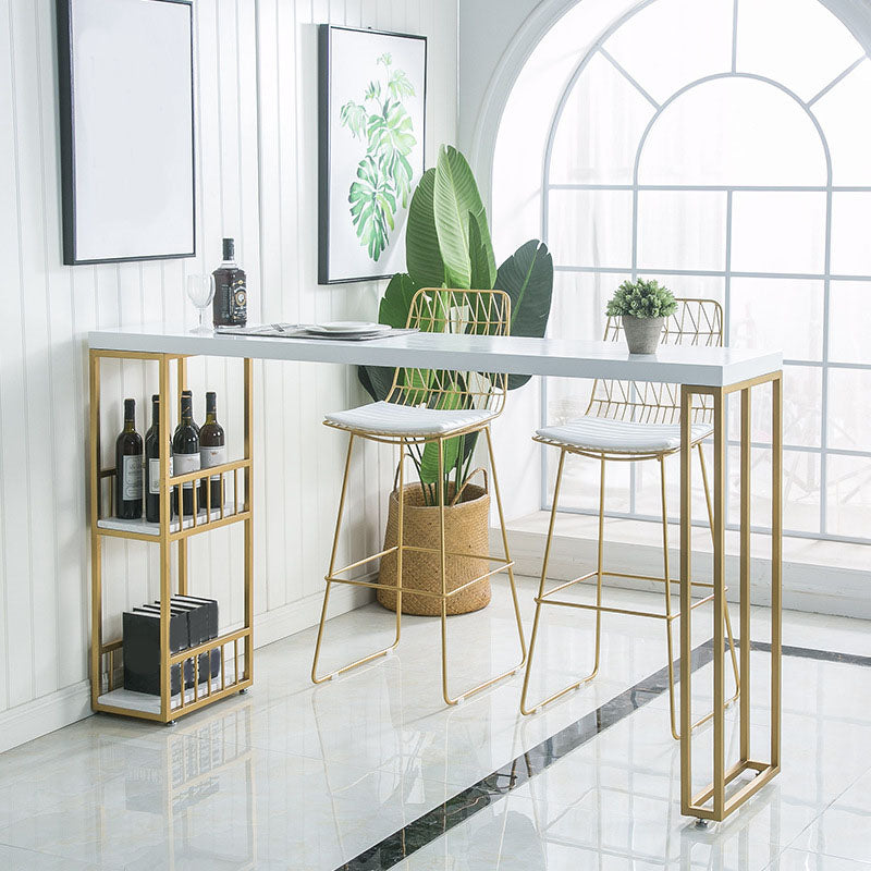 Mesa de bar fija estilo Glam, juego de mostrador rectangular de madera maciza de 1/3 piezas