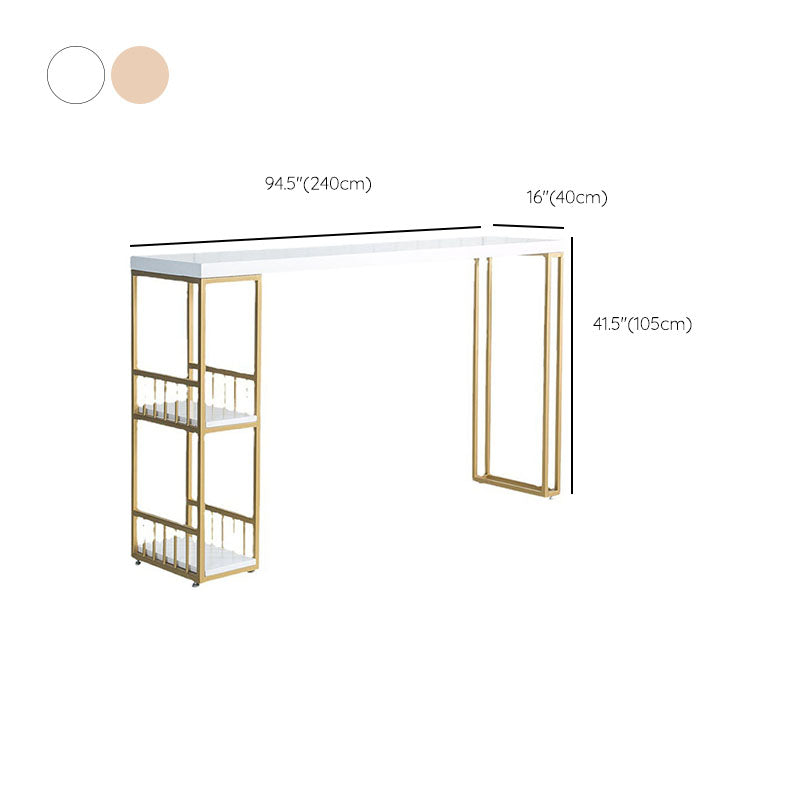 Mesa de bar fija estilo Glam, juego de mostrador rectangular de madera maciza de 1/3 piezas
