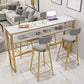 Glam Style Bar Table Set 1/5 Pieces Rectangle Faux Marble Counter Table 5 Pieces: Table, 4 Gray Stools Clearhalo 'Bar Furniture' 'furn' 'furn_home_bar_bar_sets' 'Furniture' 'Home Bars & Bar Sets' 'home_bar_bar_sets' 'Kitchen & Dining Furniture' 6223226