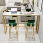 Glam Style Bar Table Set 1/5 Pieces Rectangle Faux Marble Counter Table 5 Pieces: Table, 4 Green Stools Clearhalo 'Bar Furniture' 'furn' 'furn_home_bar_bar_sets' 'Furniture' 'Home Bars & Bar Sets' 'home_bar_bar_sets' 'Kitchen & Dining Furniture' 6223231