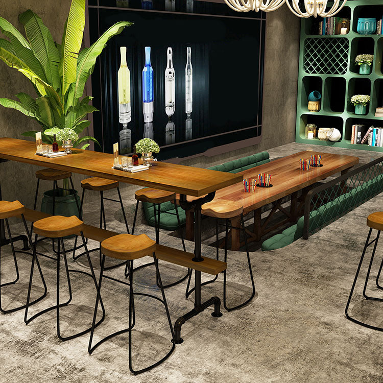 Industrial Style Bar Table 1/2/11 Pieces Rectangle Solid Wood Counter Set Clearhalo 'Bar Furniture' 'furn' 'furn_home_bar_bar_sets' 'Furniture' 'Home Bars & Bar Sets' 'home_bar_bar_sets' 'Kitchen & Dining Furniture' 6223258