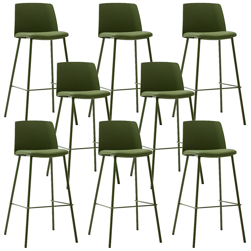 Taburete de bar de cuero de PU de estilo moderno, taburete de bar con asiento cuadrado y patas de metal