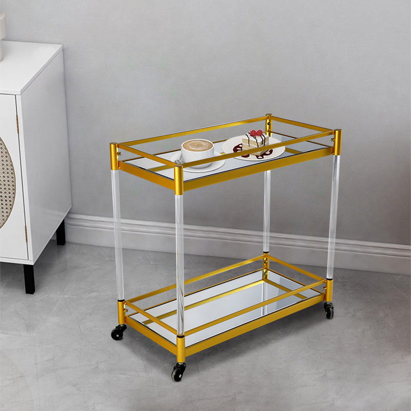 Modern Style Metal Prep Table 29.53"H Rolling Glass Prep Table for Home Use