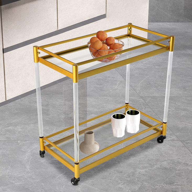 Modern Style Metal Prep Table 29.53"H Rolling Glass Prep Table for Home Use