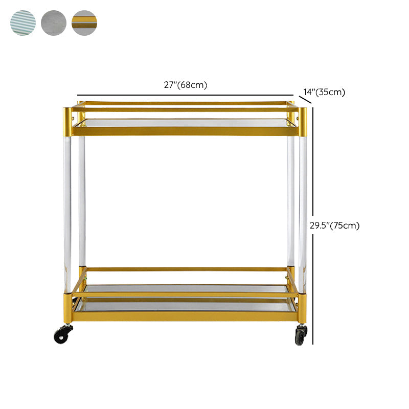 Modern Style Metal Prep Table 29.53"H Rolling Glass Prep Table for Home Use