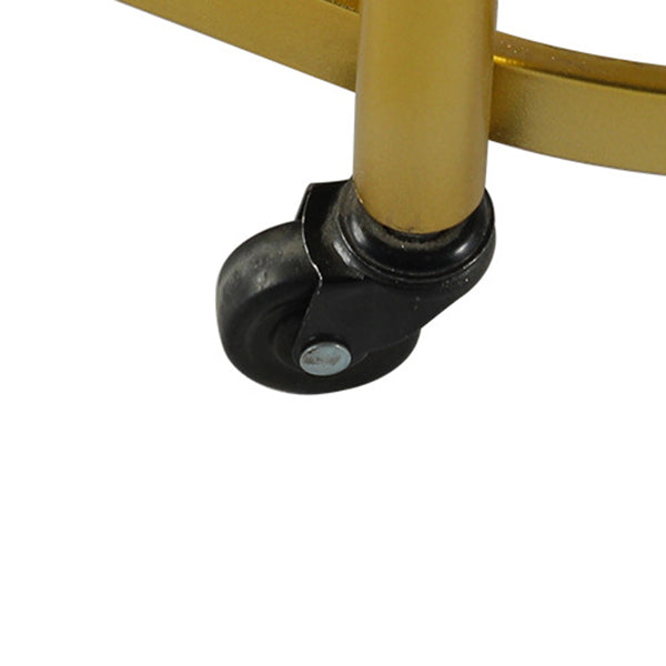 Modern Style Oval Metal Prep Table 29.53"H Rolling Glass Prep Table for Home Use Clearhalo 'furn' 'furn_kitchen_islands_carts' 'Furniture' 'Kitchen & Dining Furniture' 'Kitchen Islands & Carts' 'kitchen_islands_carts' 6225848