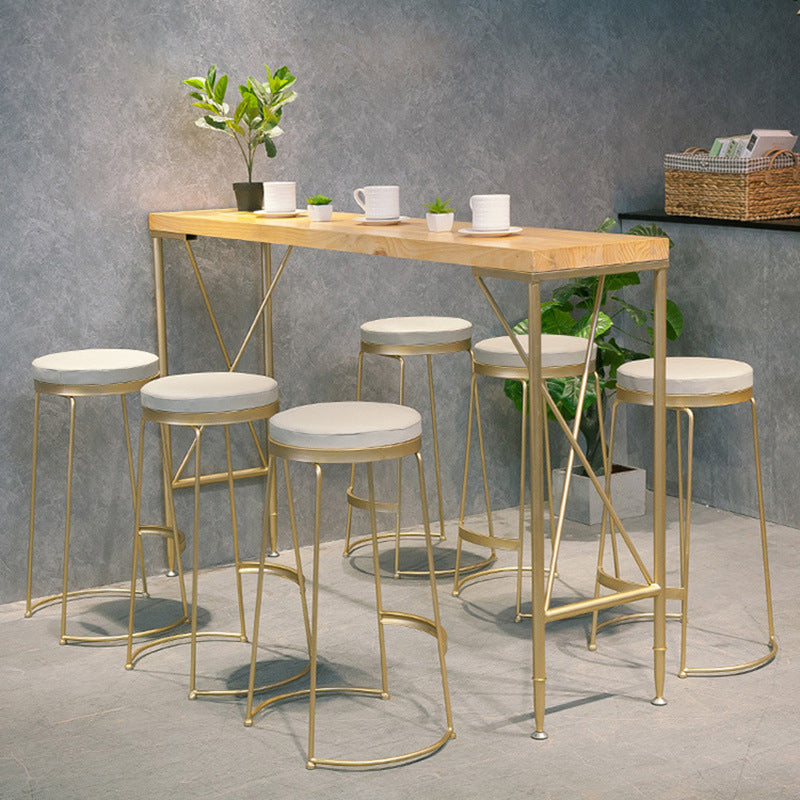 Moderne rechthoekige massief houten bartafel Eettafel met metalen onderstel