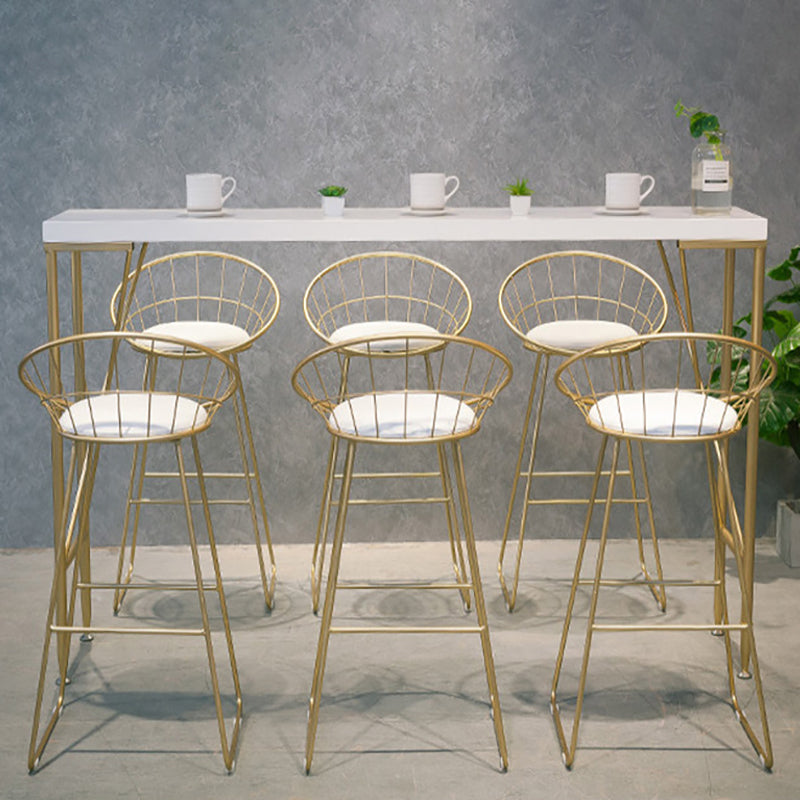 Moderne rechthoekige massief houten bartafel Eettafel met metalen onderstel