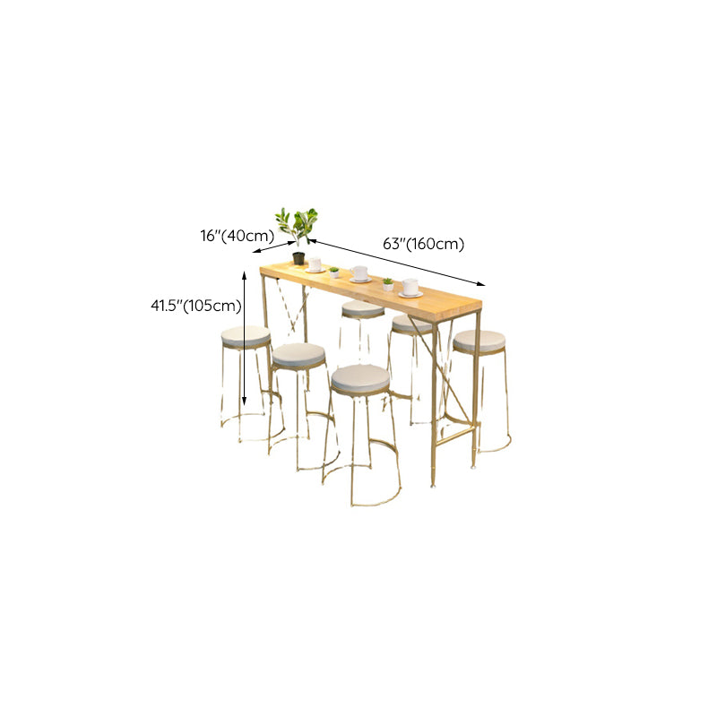 Moderne rechthoekige massief houten bartafel Eettafel met metalen onderstel
