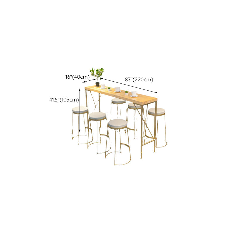 Moderne rechthoekige massief houten bartafel Eettafel met metalen onderstel