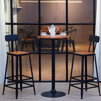 Brown Solid Wood Bar Table Industrial Dining Table for Kitchen Living Room 21.7"L x 21.7"W x 41.3"H Without Chairs Clearhalo 'Bar Furniture' 'Bar Tables' 'bar_tables' 'furn' 'furn_bar_tables' 'Furniture' 'Kitchen & Dining Furniture' 6225946