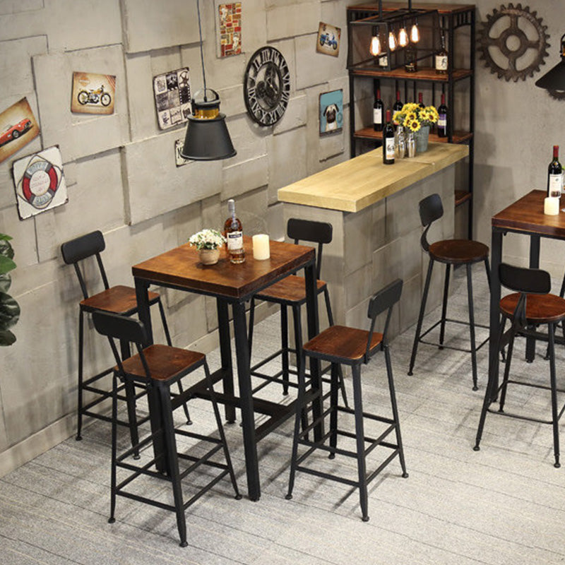 Brown Solid Wood Bar Table Industrial Dining Table for Kitchen Living Room Clearhalo 'Bar Furniture' 'Bar Tables' 'bar_tables' 'furn' 'furn_bar_tables' 'Furniture' 'Kitchen & Dining Furniture' 6225949